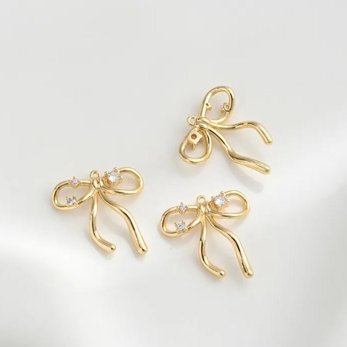 14k Plated Copper Bow Charm Pendant Accessory