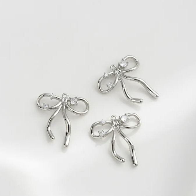 14k Plated Copper Bow Charm Pendant Accessory