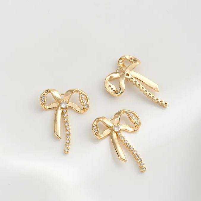 14k Plated Copper Bow Charm Pendant Accessory