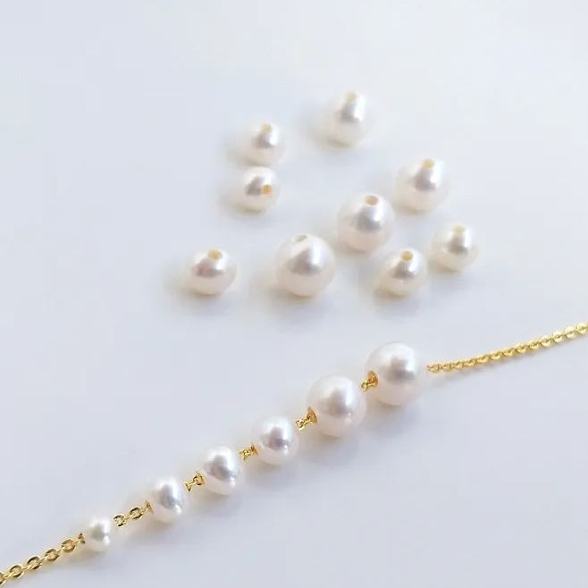 Big Hole Natural Freshwater Pearl Nearly Round