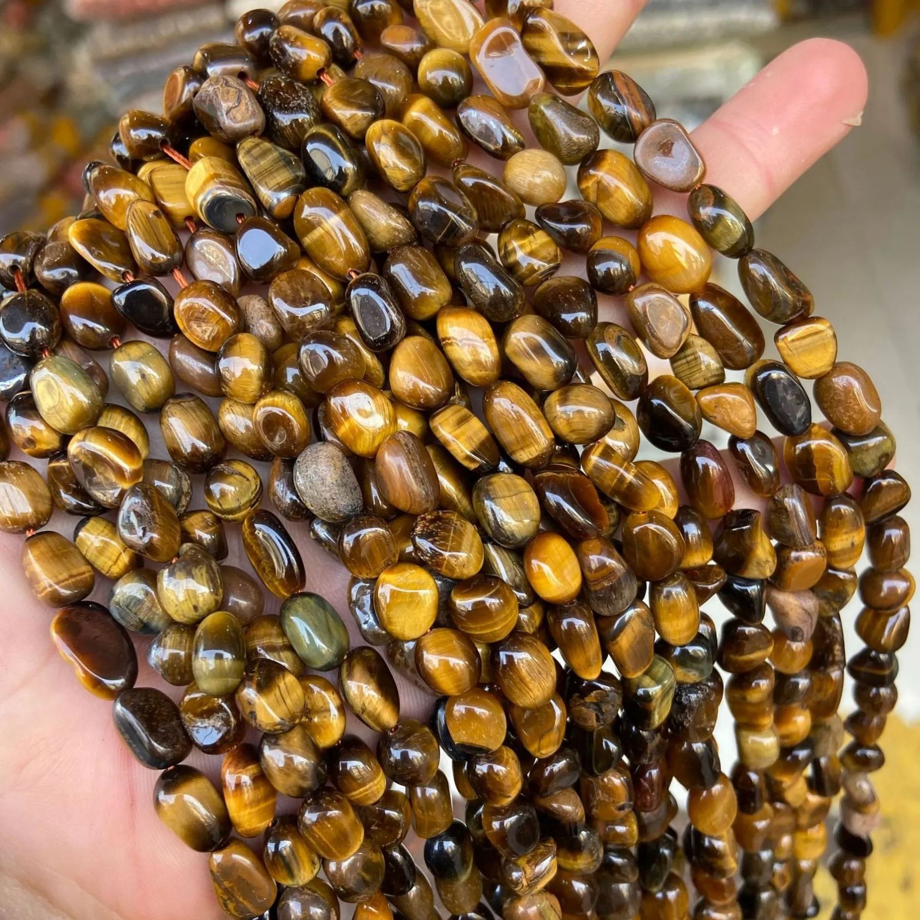 Gemstone Irregular Polished Raw Stone Beads Strand 6-8mm
