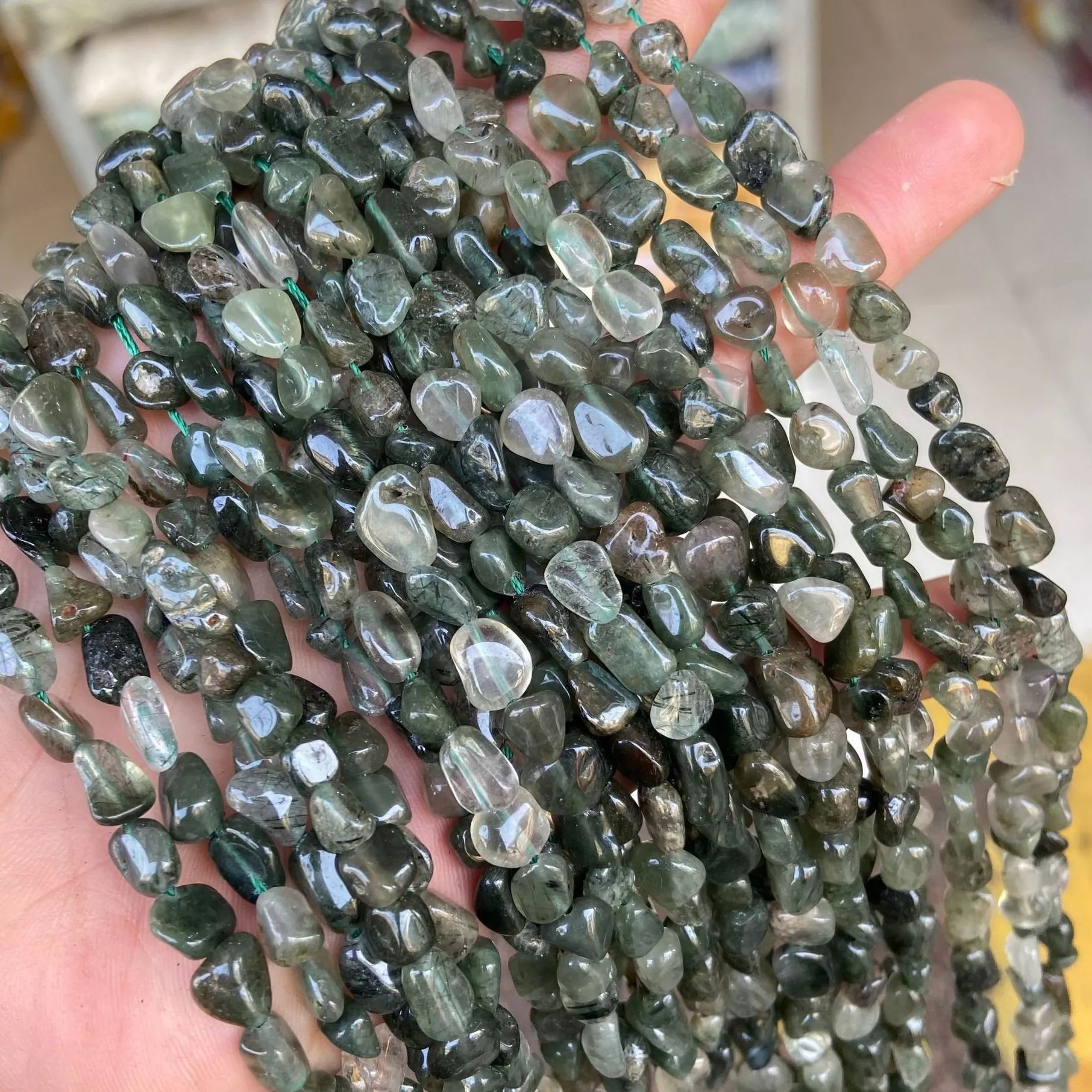 Gemstone Irregular Polished Raw Stone Beads Strand 6-8mm