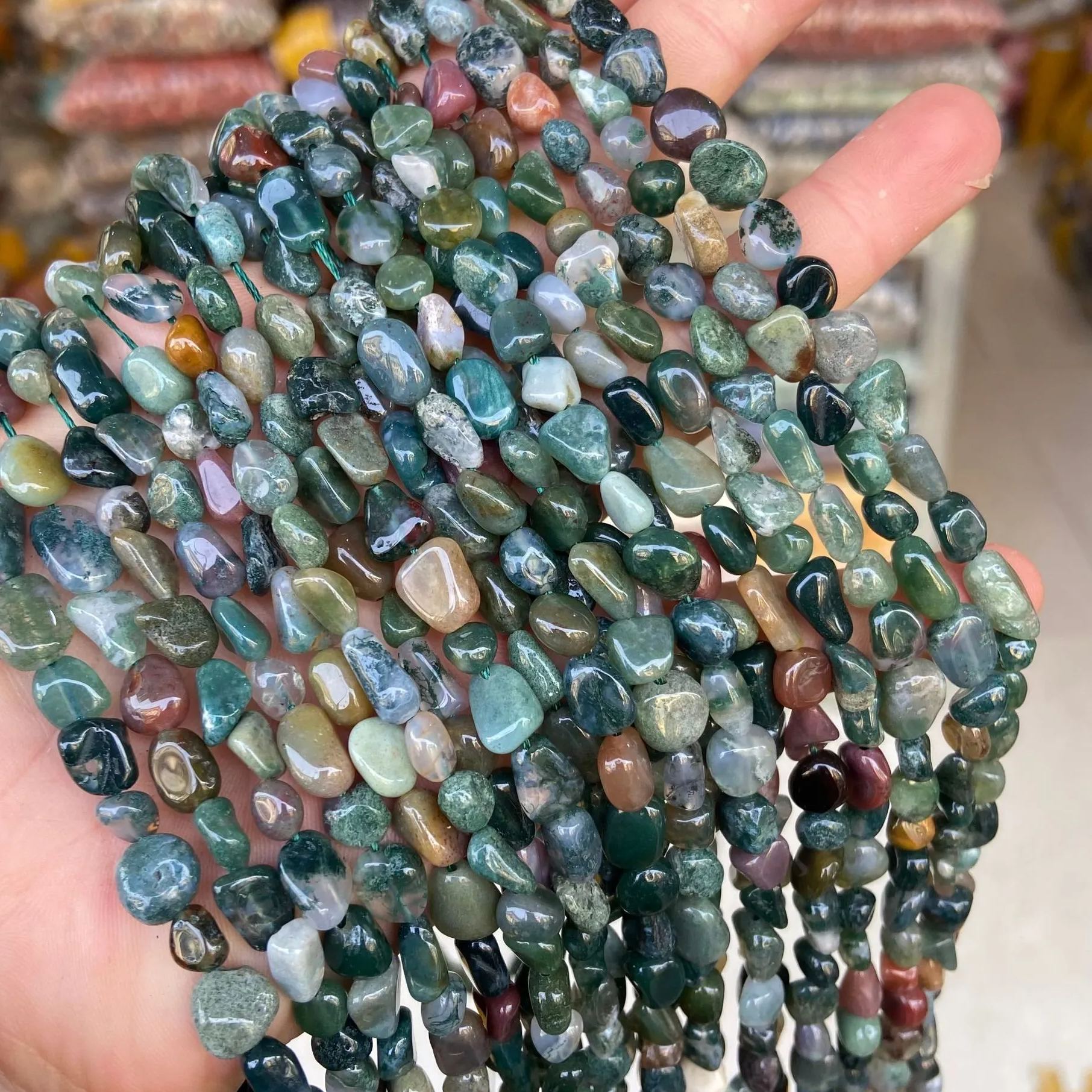 Gemstone Irregular Polished Raw Stone Beads Strand 6-8mm