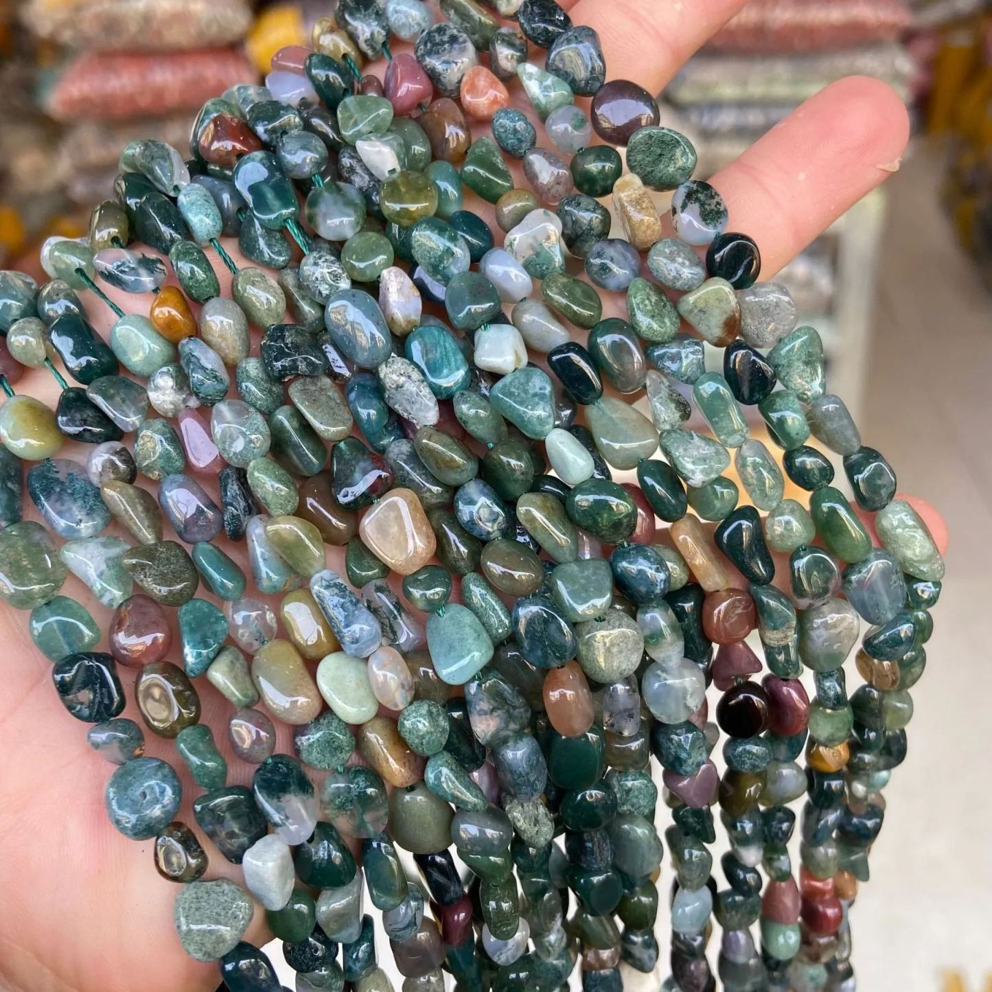 Gemstone Irregular Polished Raw Stone Beads Strand 6-8mm