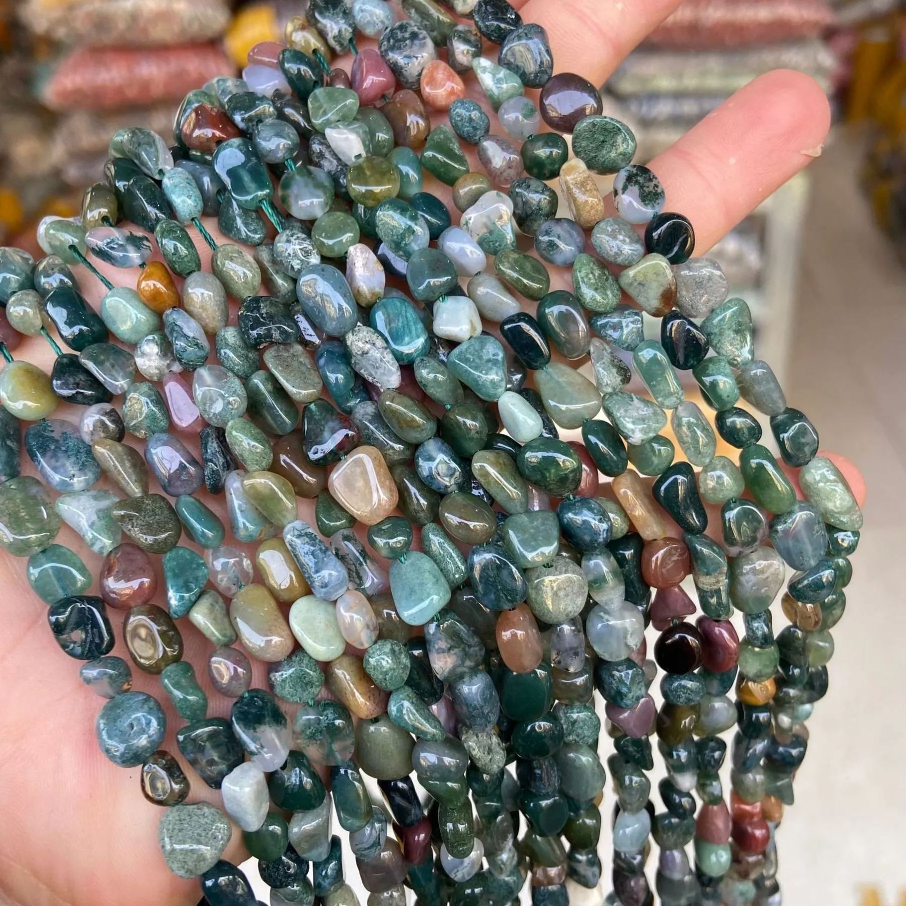 Gemstone Irregular Polished Raw Stone Beads Strand 6-8mm