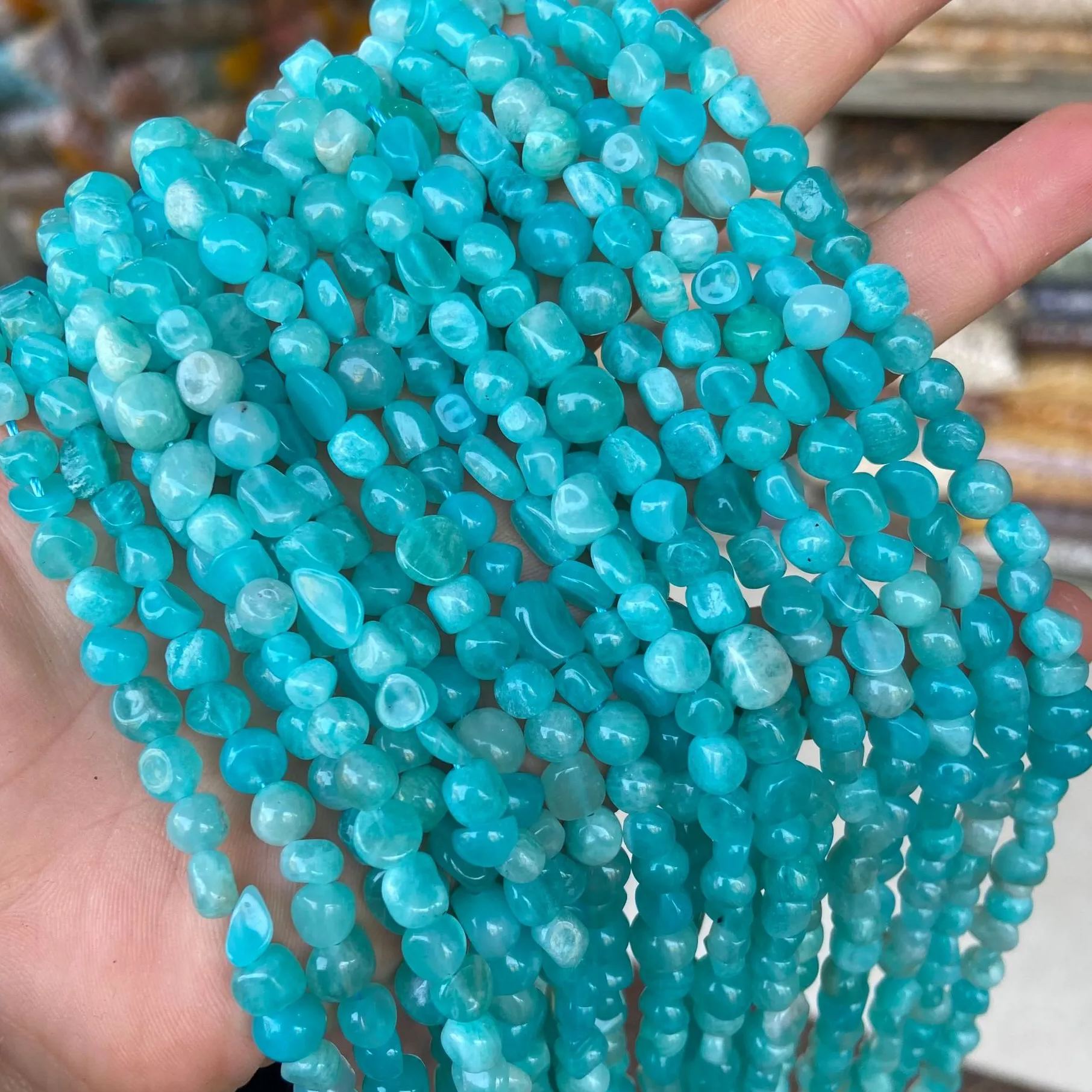 Gemstone Irregular Polished Raw Stone Beads Strand 6-8mm