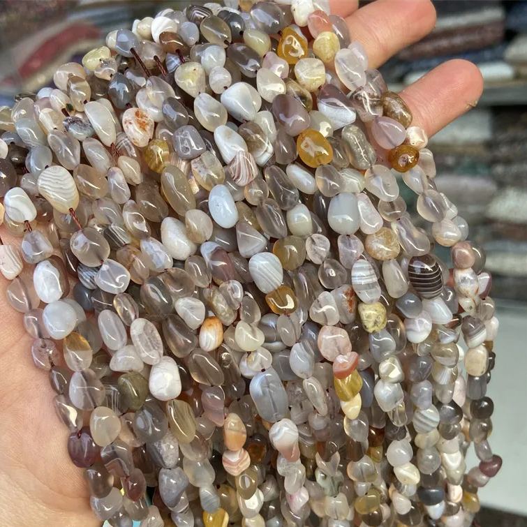 Gemstone Irregular Polished Raw Stone Beads Strand 6-8mm