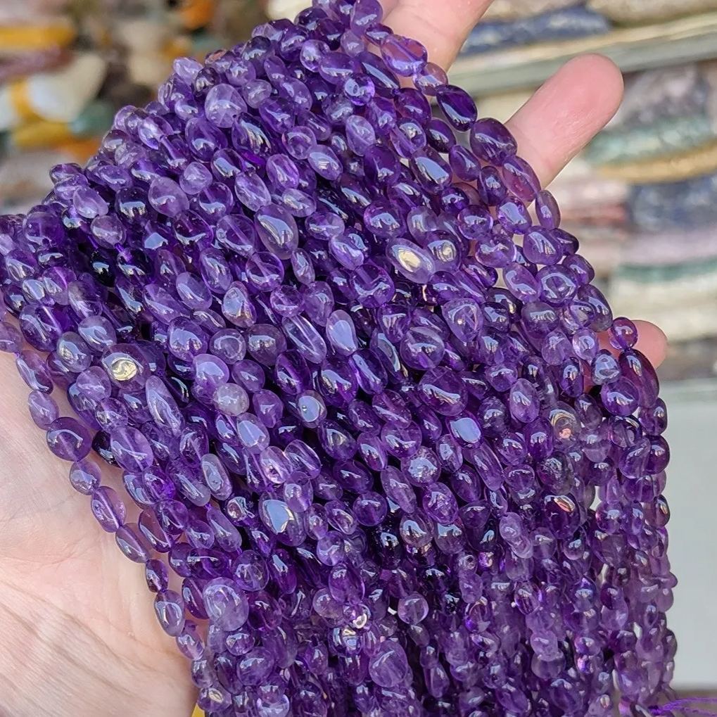 Gemstone Irregular Polished Raw Stone Beads Strand 6-8mm