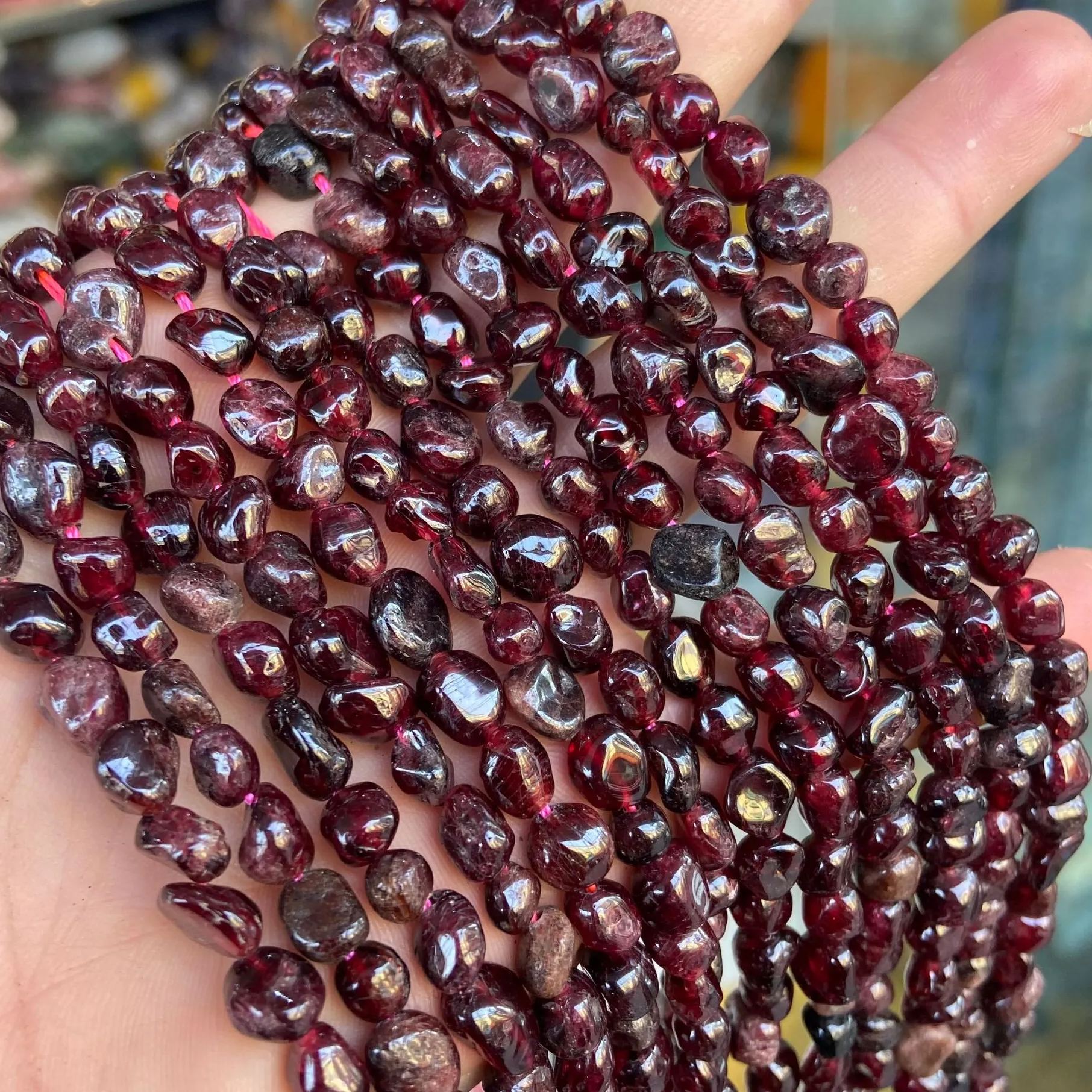 Gemstone Irregular Polished Raw Stone Beads Strand 6-8mm