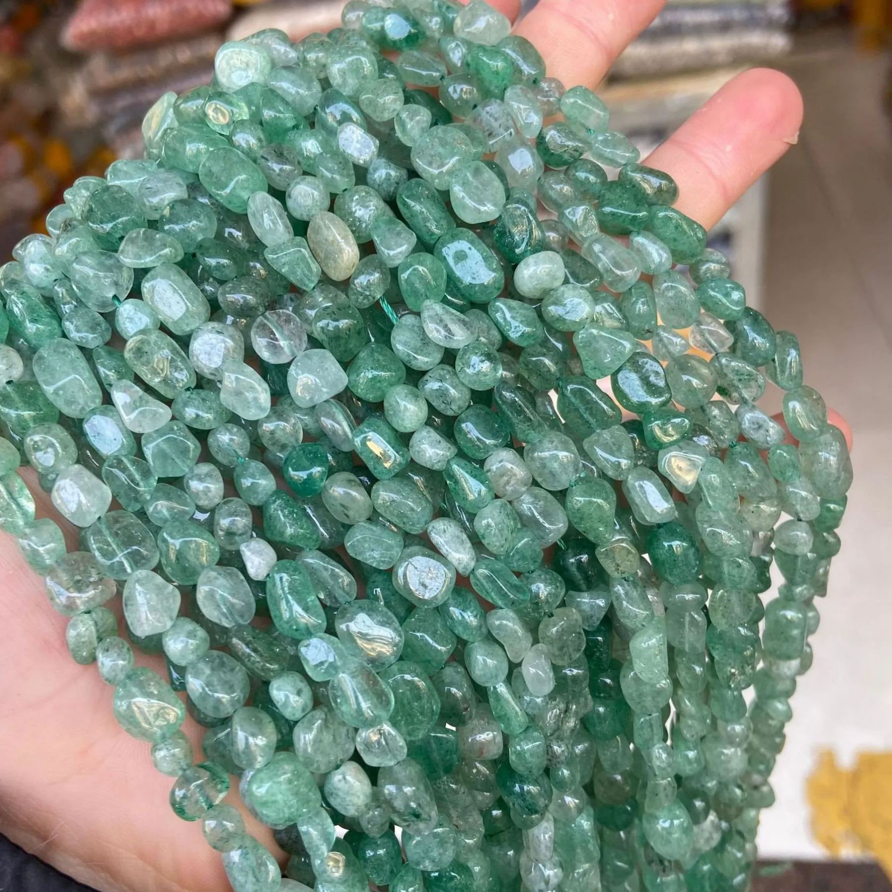 Gemstone Irregular Polished Raw Stone Beads Strand 6-8mm