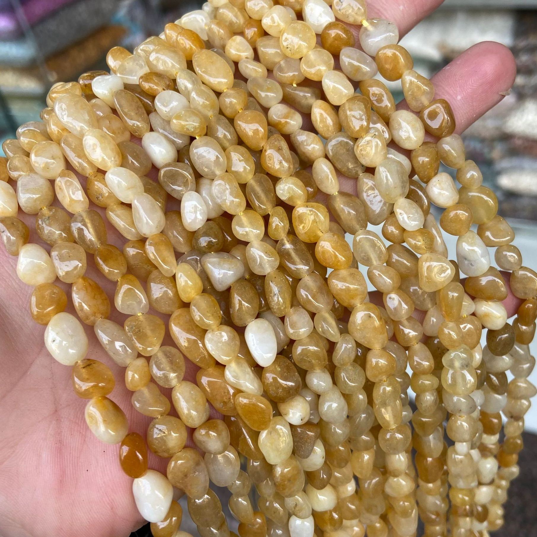 Gemstone Irregular Polished Raw Stone Beads Strand 6-8mm