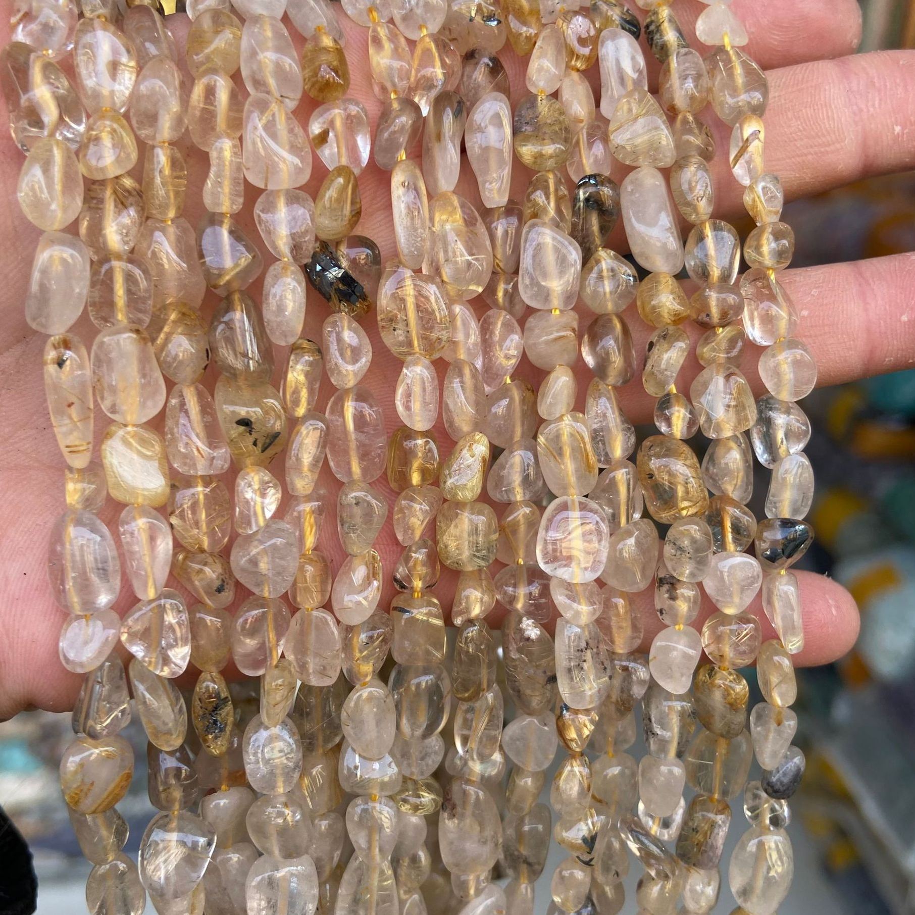 Gemstone Irregular Polished Raw Stone Beads Strand 6-8mm