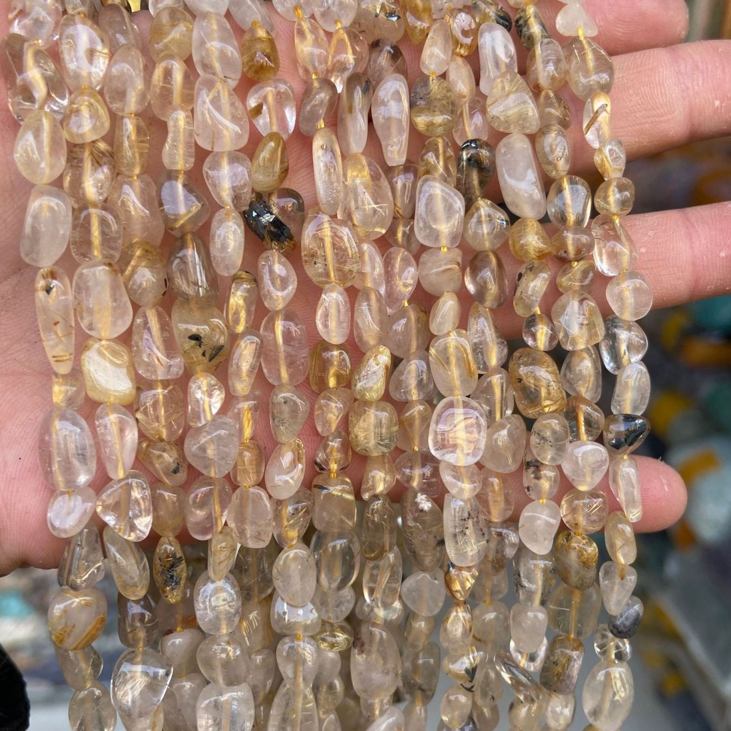 Gemstone Irregular Polished Raw Stone Beads Strand 6-8mm