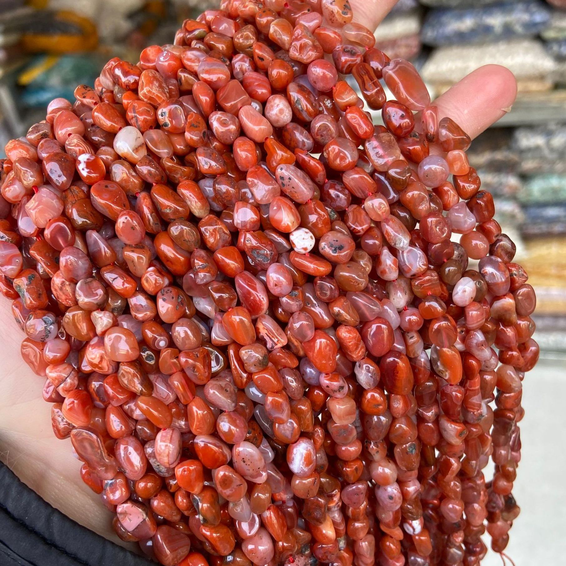 Gemstone Irregular Polished Raw Stone Beads Strand 6-8mm