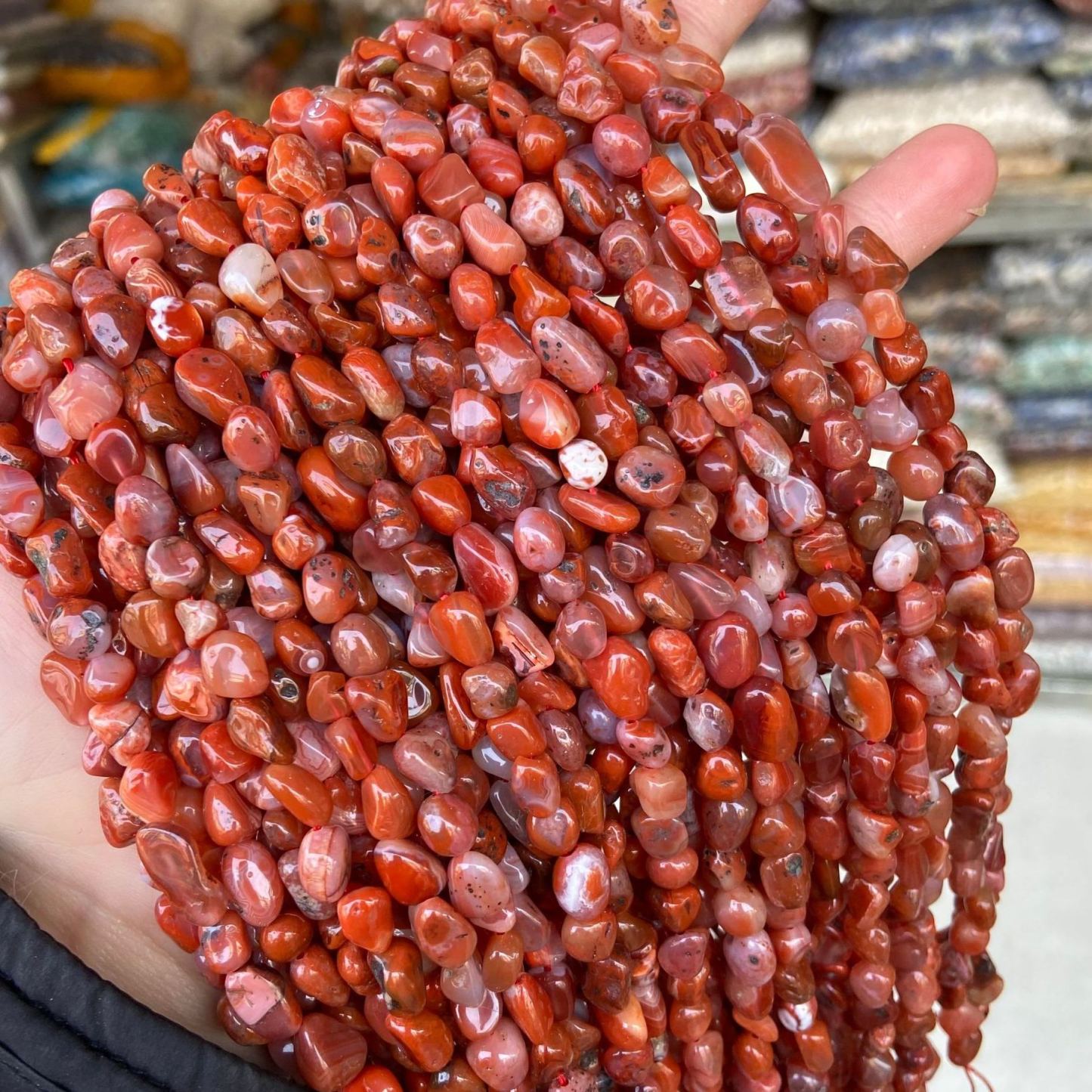 Gemstone Irregular Polished Raw Stone Beads Strand 6-8mm