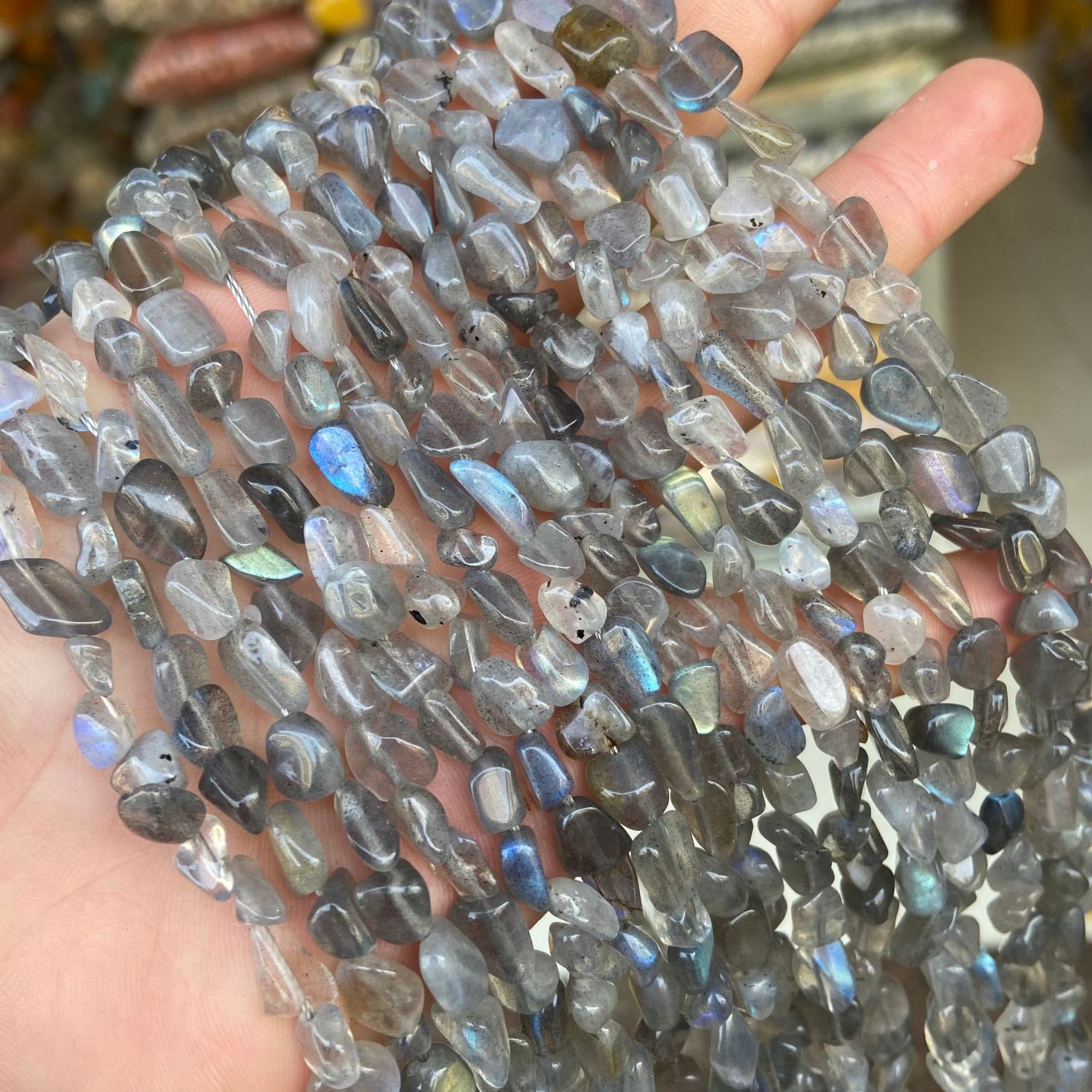 Gemstone Irregular Polished Raw Stone Beads Strand 6-8mm