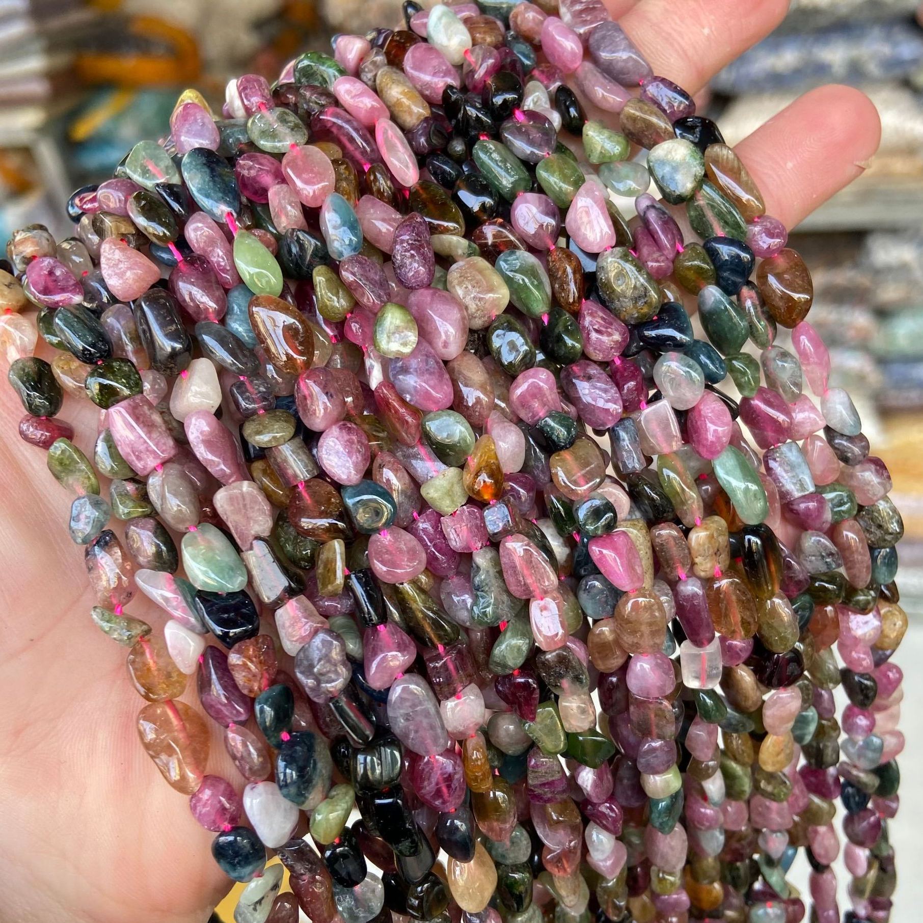 Gemstone Irregular Polished Raw Stone Beads Strand 6-8mm