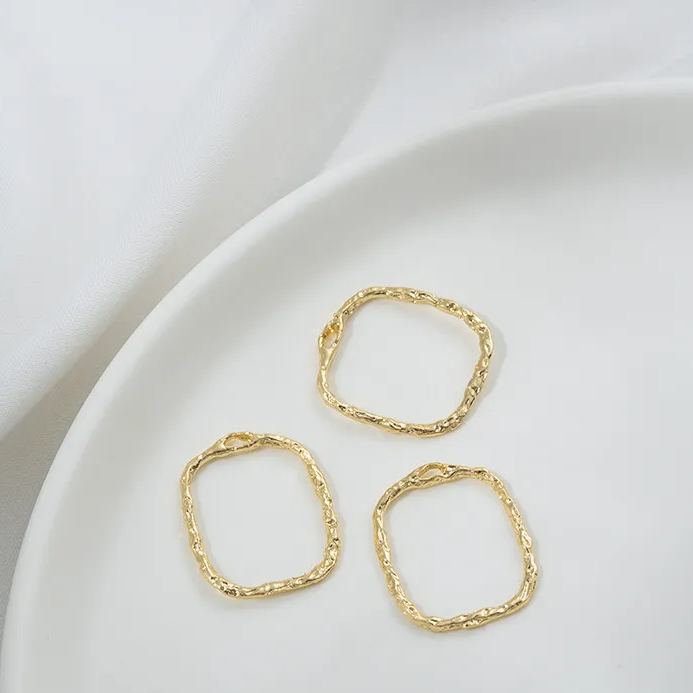 14k Gold Plated Copper Geometric Frame for Jewelry DIY 1 Piece