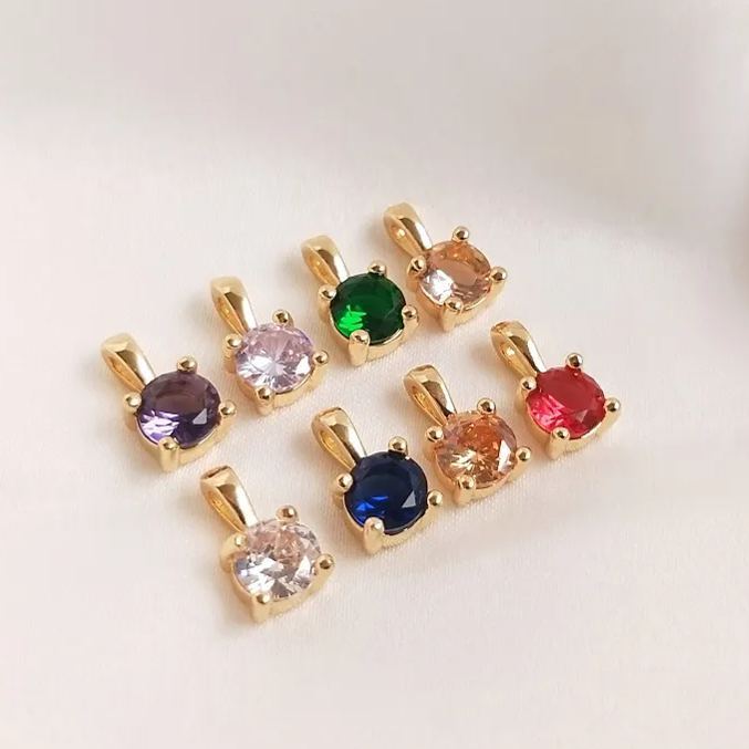 5.5mm Colored Zircon Round Pendant Jewelry DIY Accessory