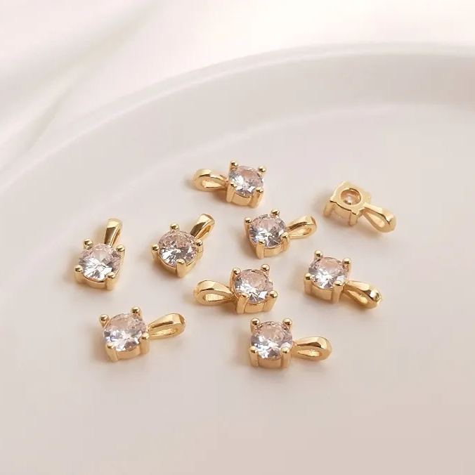 5.5mm Colored Zircon Round Pendant Jewelry DIY Accessory