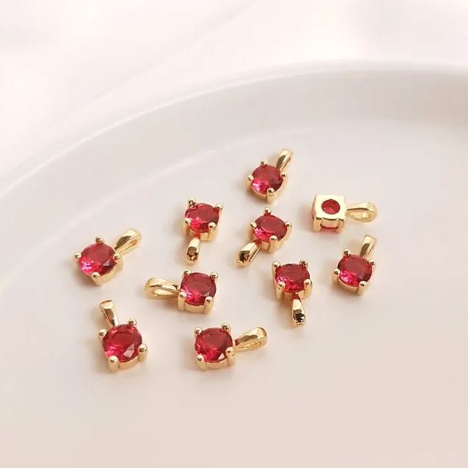 5.5mm Colored Zircon Round Pendant Jewelry DIY Accessory