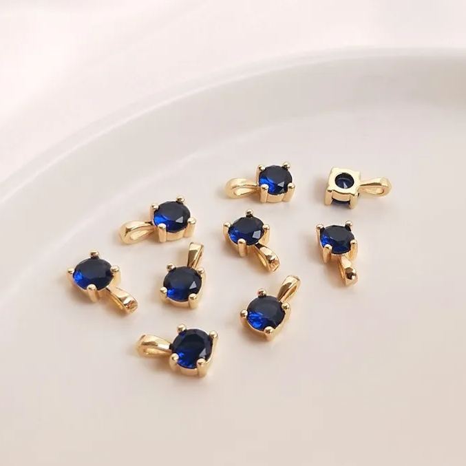 5.5mm Colored Zircon Round Pendant Jewelry DIY Accessory