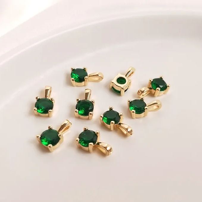 5.5mm Colored Zircon Round Pendant Jewelry DIY Accessory