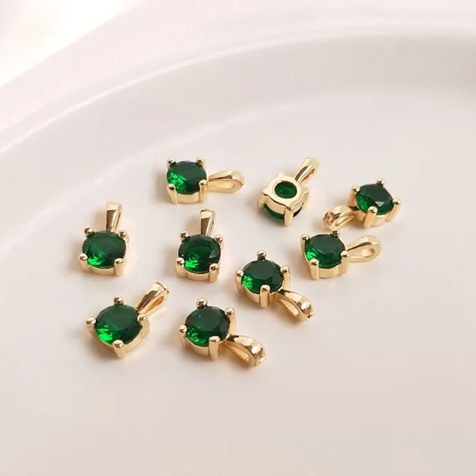 5.5mm Colored Zircon Round Pendant Jewelry DIY Accessory