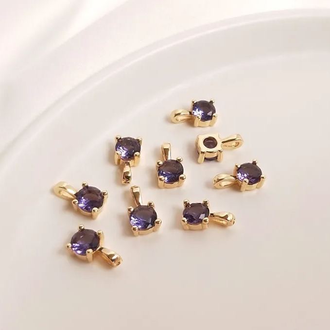 5.5mm Colored Zircon Round Pendant Jewelry DIY Accessory