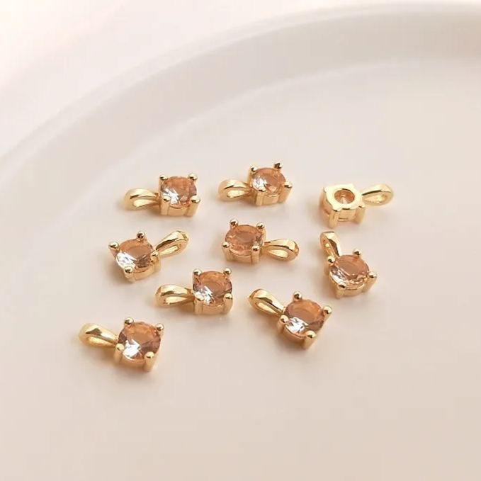 5.5mm Colored Zircon Round Pendant Jewelry DIY Accessory