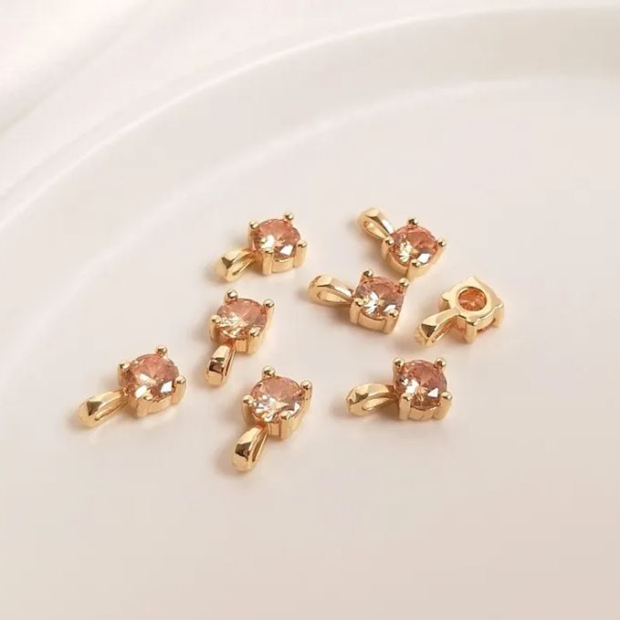 5.5mm Colored Zircon Round Pendant Jewelry DIY Accessory