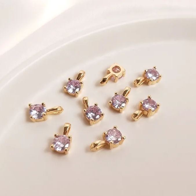 5.5mm Colored Zircon Round Pendant Jewelry DIY Accessory