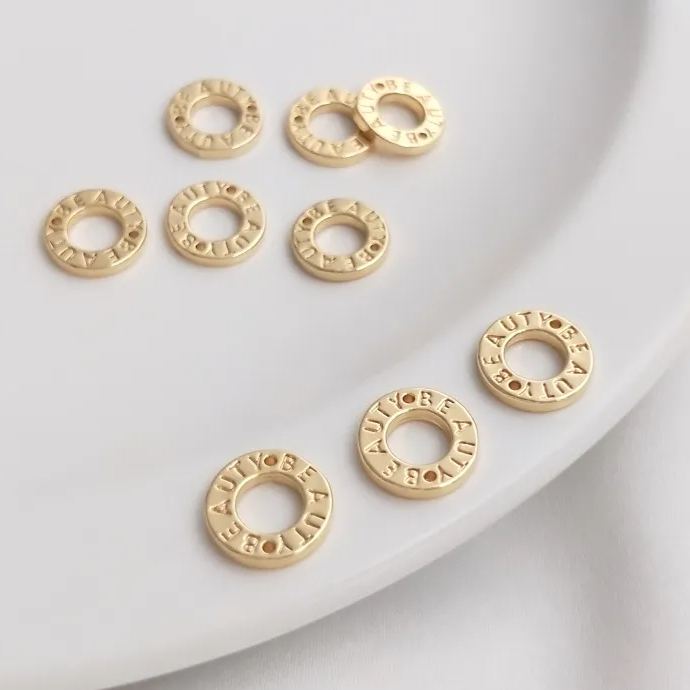 14k Gold Plated "BEAUTY" Connecting Ring Accessory for Jewelry Making
