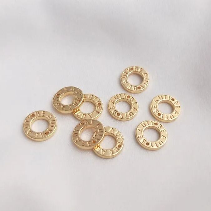 14k Gold Plated "BEAUTY" Connecting Ring Accessory for Jewelry Making