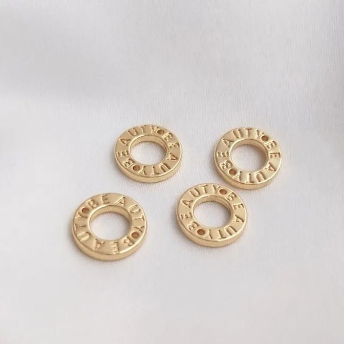 14k Gold Plated "BEAUTY" Connecting Ring Accessory for Jewelry Making