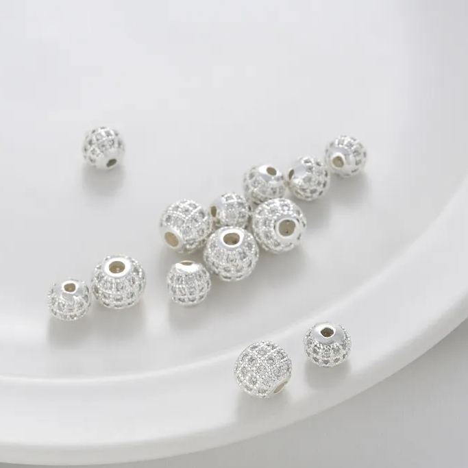 Silver Hollow Flower Ball Spacer Bead for Jewelry DIY