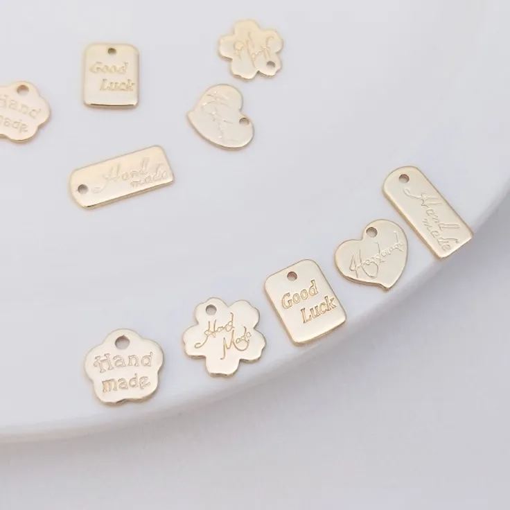 14k Gold Lettered Charm Pendant for Jewelry DIY