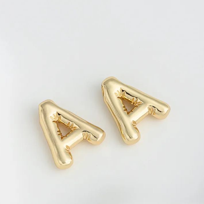 14k Gold Plated Balloon Style 3D 26 Letters Charms for Jewelry Making
