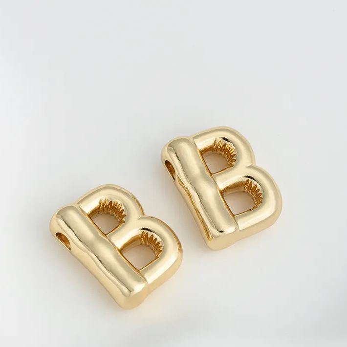 14k Gold Plated Balloon Style 3D 26 Letters Charms for Jewelry Making