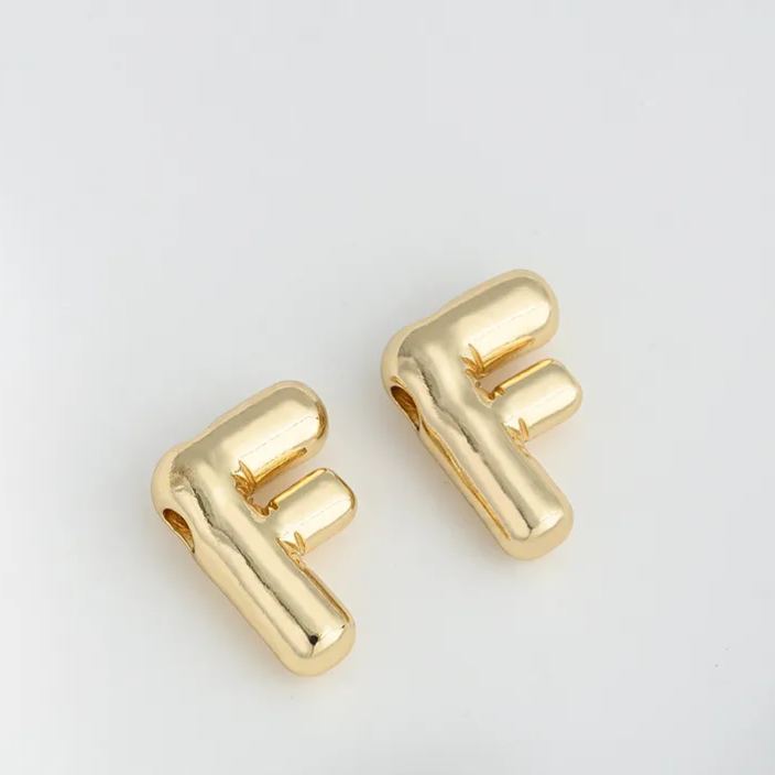14k Gold Plated Balloon Style 3D 26 Letters Charms for Jewelry Making