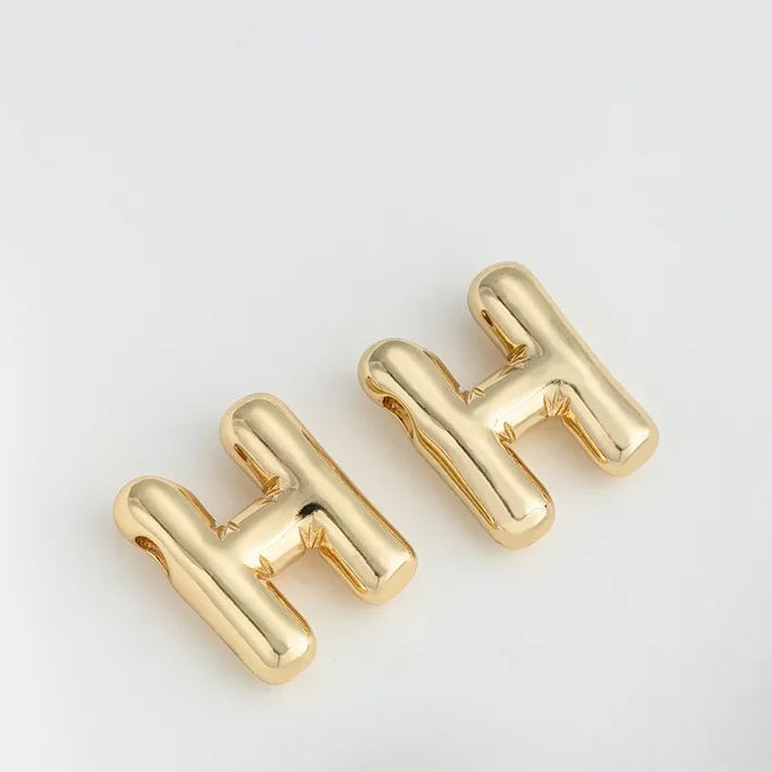 14k Gold Plated Balloon Style 3D 26 Letters Charms for Jewelry Making