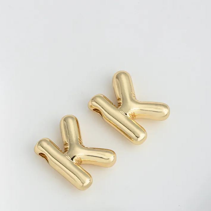 14k Gold Plated Balloon Style 3D 26 Letters Charms for Jewelry Making