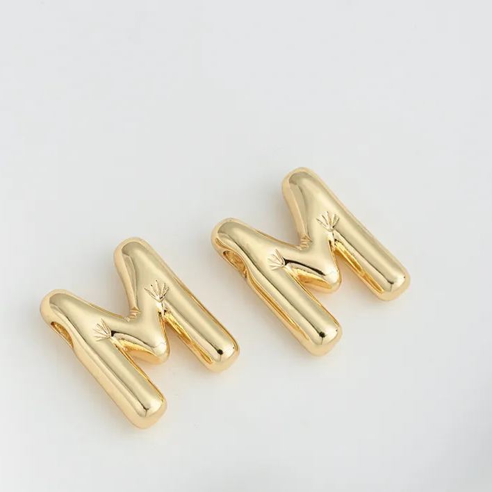 14k Gold Plated Balloon Style 3D 26 Letters Charms for Jewelry Making