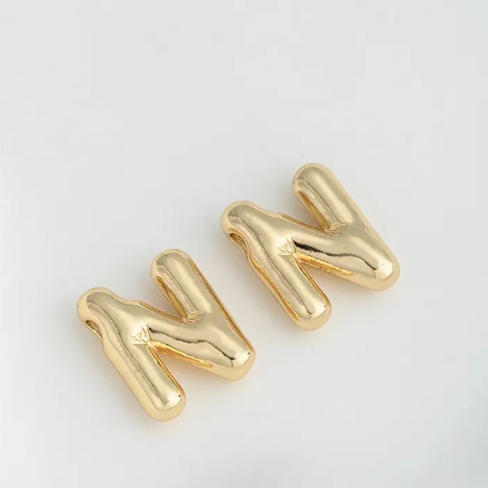 14k Gold Plated Balloon Style 3D 26 Letters Charms for Jewelry Making