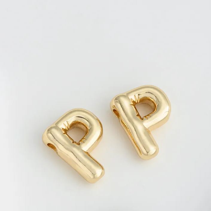 14k Gold Plated Balloon Style 3D 26 Letters Charms for Jewelry Making