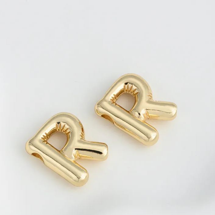 14k Gold Plated Balloon Style 3D 26 Letters Charms for Jewelry Making