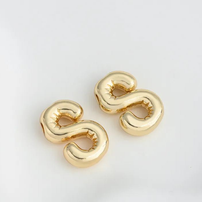 14k Gold Plated Balloon Style 3D 26 Letters Charms for Jewelry Making