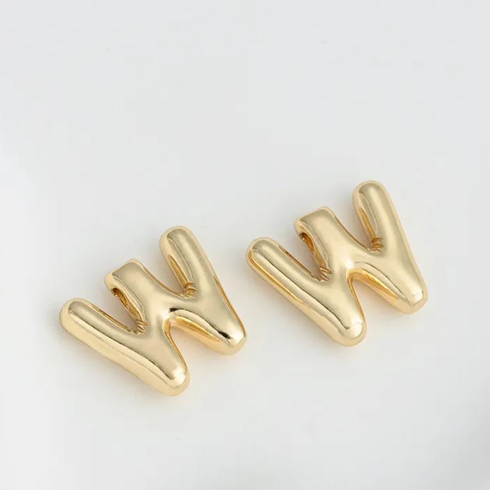 14k Gold Plated Balloon Style 3D 26 Letters Charms for Jewelry Making