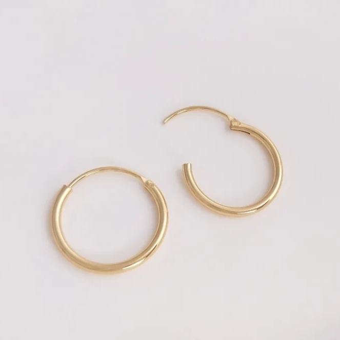 14K Gold Plated Hoop Earrings 13mm 15mm 18mm 30mm 1Pair