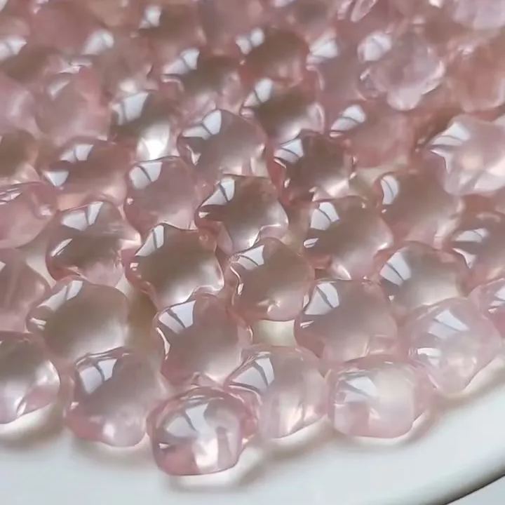 15mm Mozambique Rose Quartz Fat Star Beads Pendant Charm